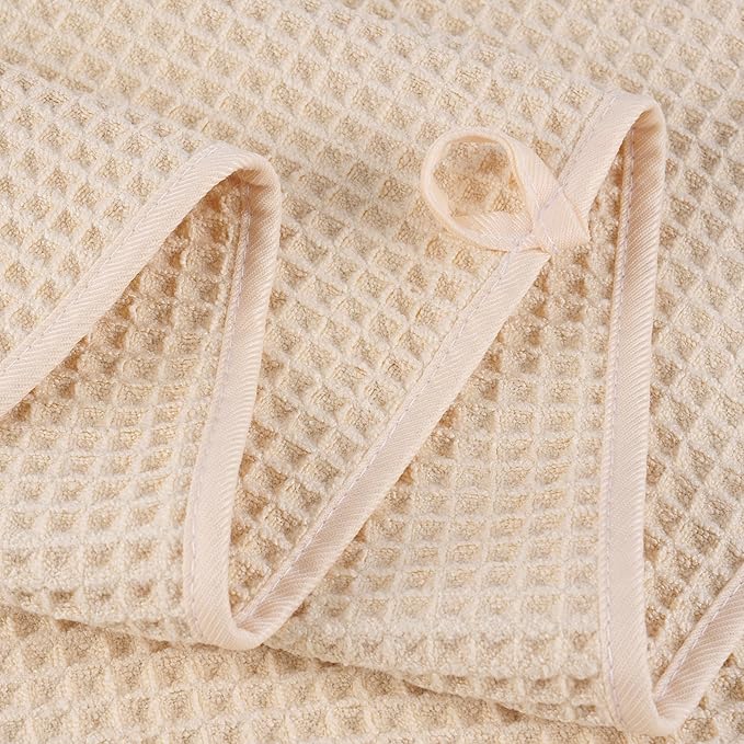 POLYTE Microfiber Oversize Quick Dry Lint Free Bath Towel, 60 x 30 in, 4 Pack (Waffle Weave)