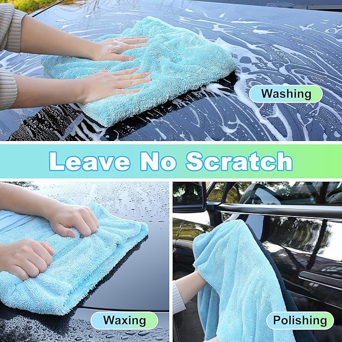 JOYMOOP Microfiber Towels for Cars, 2 Pack 63" x 29.5" Car Drying Towel, Blue Reusable Car Towel, Quick Drying Car Microfiber Cleaning Cloth for RVs, SUVs, Trucks