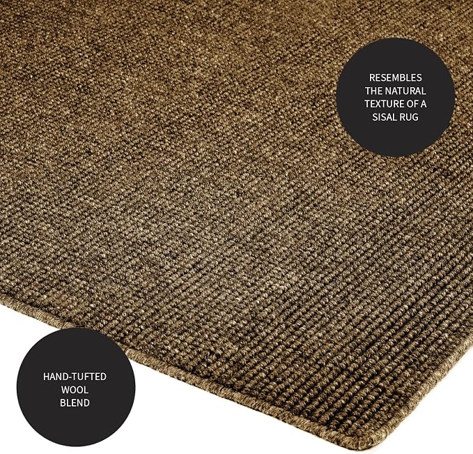 Plow & Hearth Dalton 2x3'6" Fireproof Hearth Rug | Mocha | Wool Blend Fireplace Mat | Hearth Rugs for Fireplaces Fire Resistant | Protect Hardwood Floor and Carpet from Sparks and Embers Wood Stove