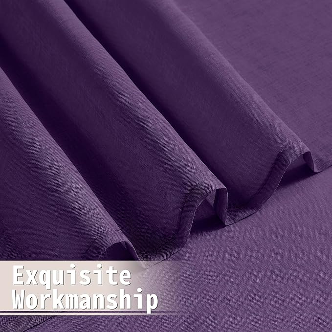 Tollpiz Small Sheer Door Curtain Closet Linen Textured Curtain Sheers Doorway Light Filtering Voile French Door Rod Pocket Curtains Patio Glass Door, 25 x 40 inches Long, Royal Purple, Set of 1 Panel