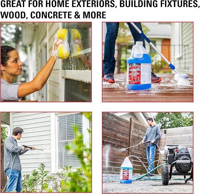 SIMPSON Cleaning 88281 Cleaner, Concentrated Soap Solution for Pressure Washers and Spray Bottles, Use on Concrete, Vinyl Siding, Appliances, Windows, Cars, Fences, Decks, Blue, 1 Gallon (Pack of 2)