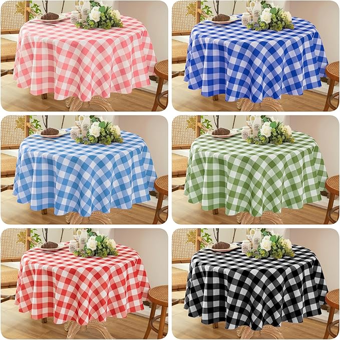 Classic Gingham Plaid Tablecloth Fabric - Rectangular 58x102 Inch Water Resistant Checked Table Cloth for Indoor/Outdoor Use - Table Cover for Kitchen, Picnics, Gardens, and Parties
