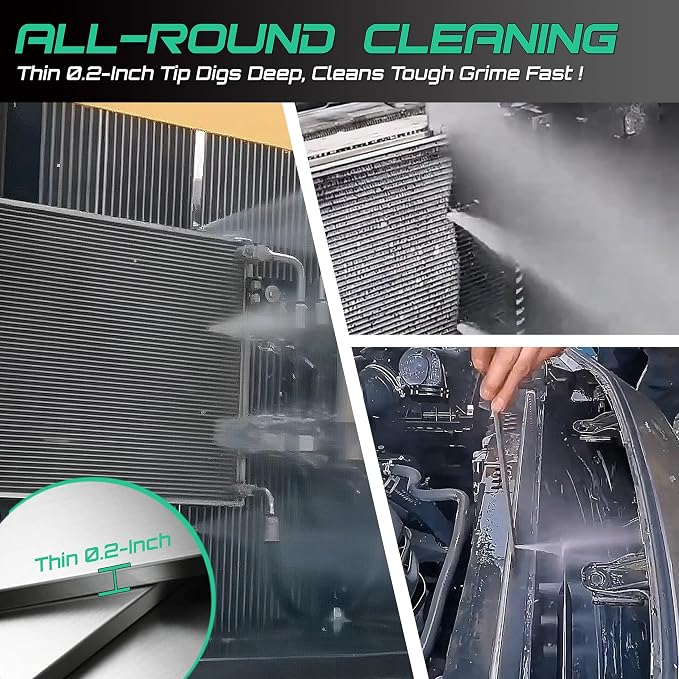 47" & 24" & 15" Radiator Cleaning Wand 3-Piece Set, 4500 PSI Stainless Steel Dual Water/Air Radiator Cleaner with Pressure Washer Gun Adapter & Tips for Cars, Trucks, Heavy Equipment,Silver& Black