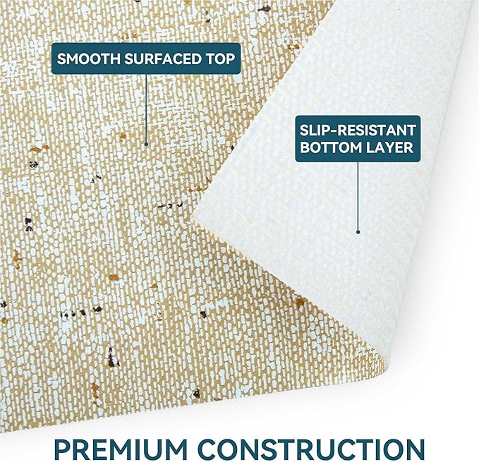 Shelf Liner Non Adhesive 18 Inch x 40 Feet Beige Kitchen Drawer Liner, Waterproof Shelf Liner Durable Anti-Slip