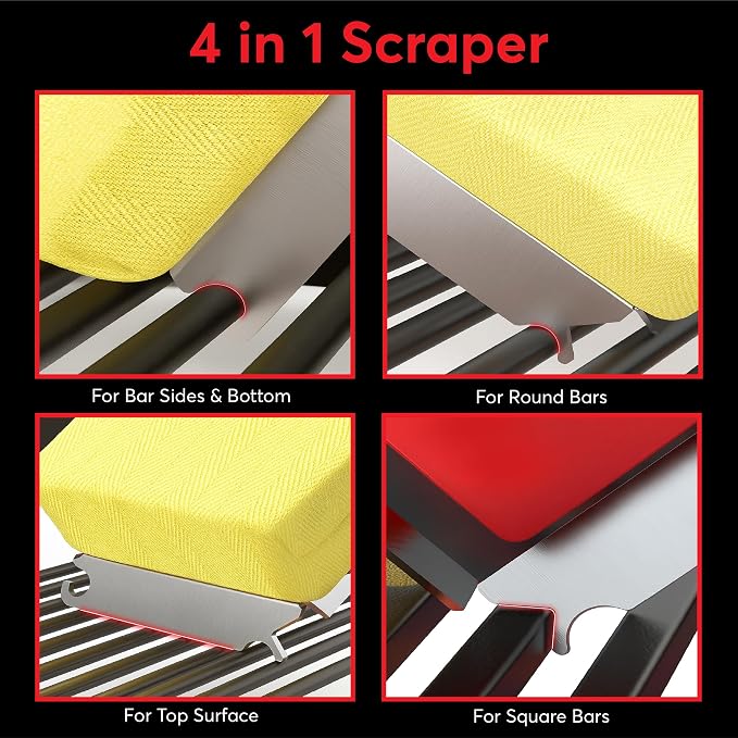Grill Brush Bristle Free - Safe Grill Brush for Outdoor Grill, SteamWizards BBQ Grill Cleaner Brush Kit, Replaceable Head, Fire Resistant Grill Scraper Tool, Dishwasher Safe - Men/Dad