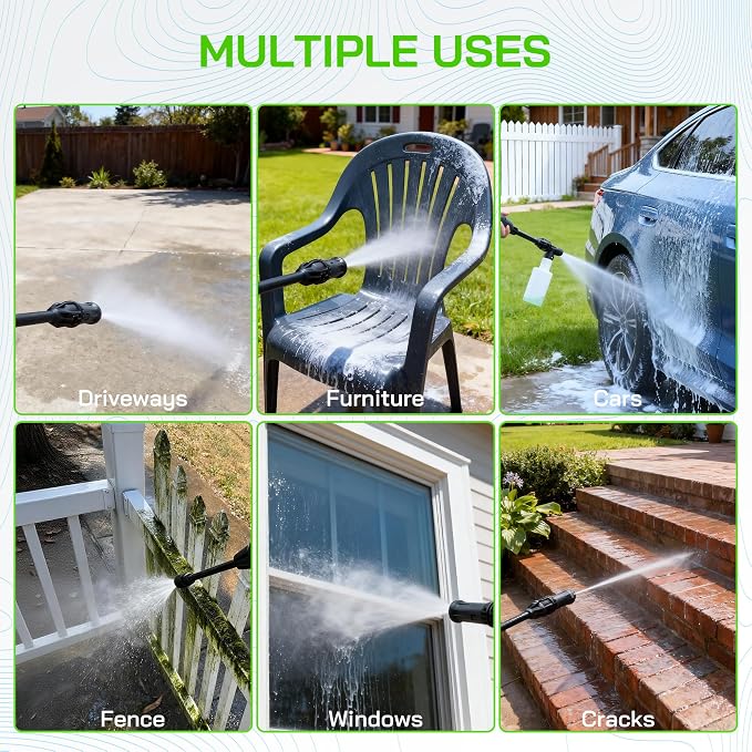 Electric Pressure Washer Power Washer Electric Powered Power Wash Power Washers with Adjustable Nozzle, Pressure Cleaning Machine with Foam Cannon for Cars, Fences, Driveways, Patios, Home Cleaning