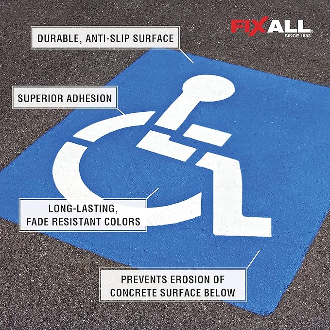 FIXALL Skid Grip Anti-Slip Coating, 1 Gallon, Emerald, Exceeds ADA Standards, Ideal for Safety Areas, Slip-Resistant Pavement, Cement & Concrete Paint
