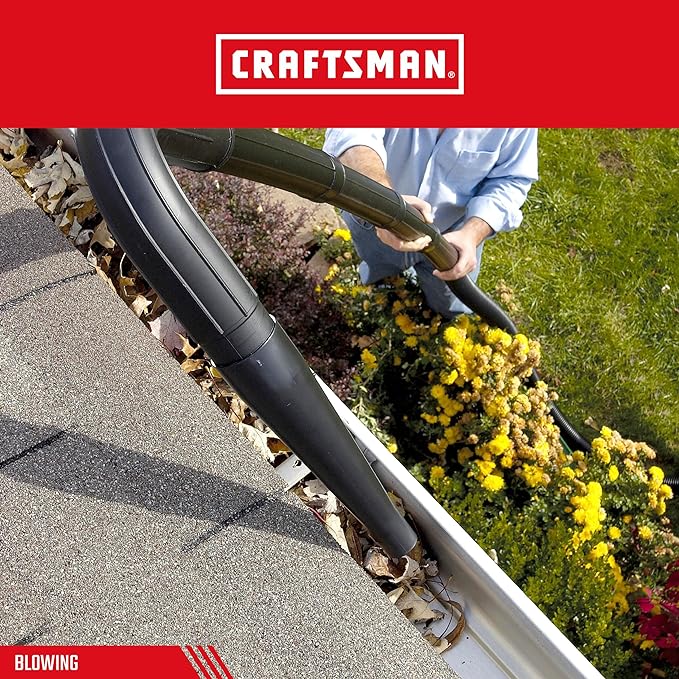 CRAFTSMAN CMXZVBE38640 2-1/2 in. Gutter Cleaning Wet Dry Vac Attachment Kit | Industrial-Grade Shop Vacuum Accessory for Cleaning or Blowing Debris from Gutters, Fits 2-1/2 in. Hose Diameter