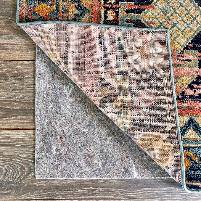RUGPADUSA - Dual Surface - 5' Round - 1/8" Thick - Felt + Rubber - Non-Slip Backing Rug Pad - Adds Low-Profile Comfort and Protection