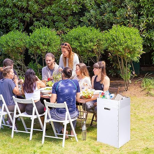 Tioncy 5 Pcs Cardboard Trash Cans Disposable and Reusable Corrugated Cardboard Trash Cans Recycling Bins Bulk with 10 Garbage Bags White Garbage Boxes for Parties Events