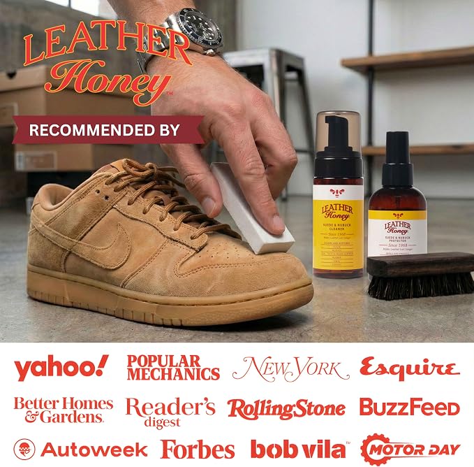 Leather Honey Suede & Nubuck Care Kit – Cleaner, Protector, Brush, Eraser | Non-toxic, made in the USA & trusted since 1968. Clean & protect any color shoes, boots, Uggs, furniture, jackets & bags.