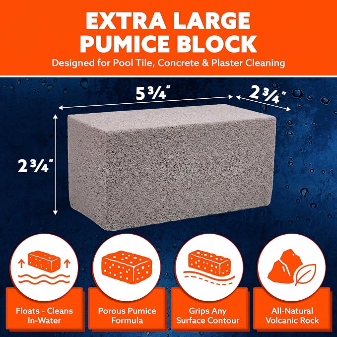 Pool Blok Pumie 12-Pack Pumice Stone for Pool Tile Cleaning - Calcium Remover for Tile & Plaster Stain - Cleaner for Calcium Build Up - Grout & Concrete Scouring PB-12-5.75x2.87x2.87