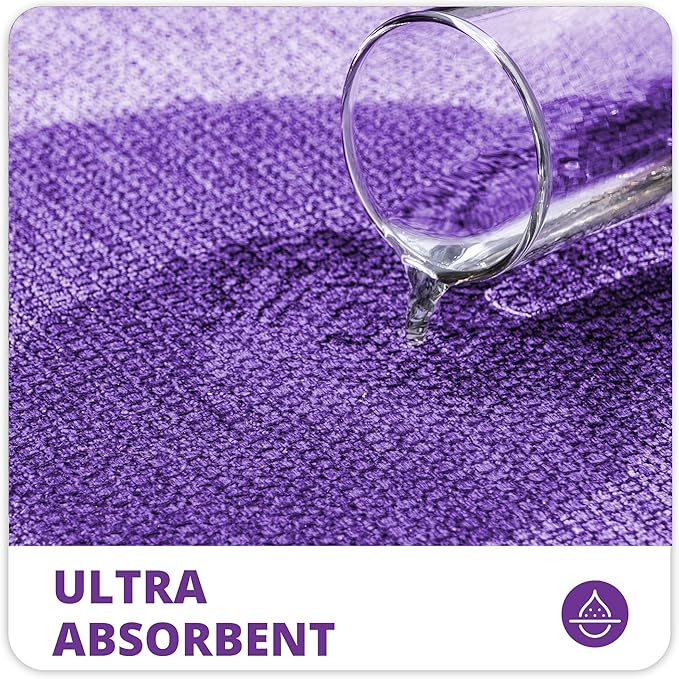 Bathroom Rugs Set 2 Pieces,Thin Bathroom Mats,Toilet Rugs,Quick Dry,Non-Slip,Machine Washable,Low Pile,Absorbent Bath Mats,Shower,Sink,Home Decor Accessories.Purple,1'5"x2'3"+1'8"x2" U Shape