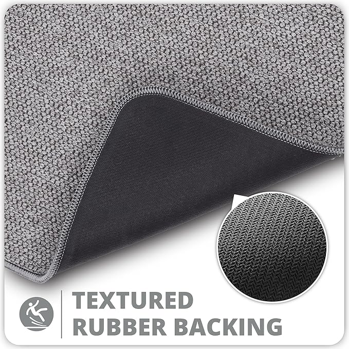 Bath Mat,Ultra Thin Bathroom Runner Rugs,Large Bath Mats for Bathroom,Quick Dry,Non-Slip,Machine Washable,Low Pile,Bath Rug,Shower Outside,Sink,Home Decor Accessories.Grey,1'9"x3'11"（21x47inch）
