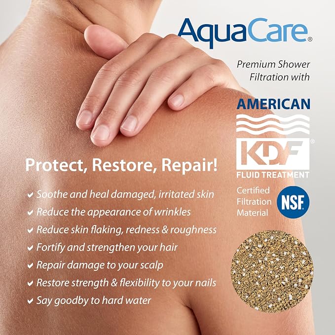 AquaCare High Pressure 10 Spray Mode Filtered Showerhead - Handheld Shower Head Filters Chlorine to Heal Dry Skin, Revive Hair - Dual Power Wash Cleans Tub, Tile, Pets - Hard Water Softener, Black