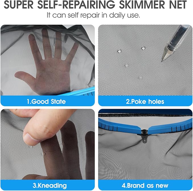 Pool Skimmer Net for Pool Cleaning, Heavy Duty Pool Net Skimmer with Fine Mesh & Deep Bag, Aluminum Frame Pool Leaf Net for Above Ground & In-Ground Pools, Pond Cleaning Leaf Rake Net (No Pole)