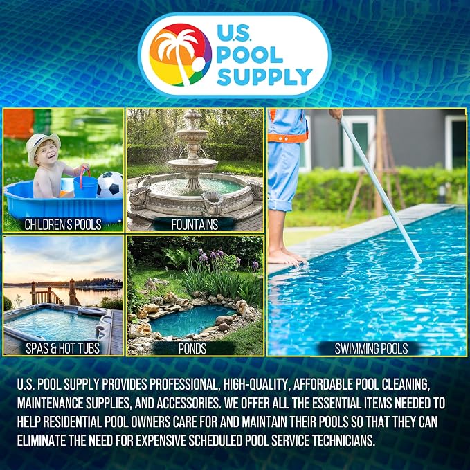 U.S. Pool Supply Spa, Hot Tub, Pool Hand Leaf Skimmer Net, 27" Long with Pole - Deep Ultra Fine Mesh Netting, Handheld Pool Cleaning Net, Clean The Finest Debris, Leaves, Ponds - Small Above Ground