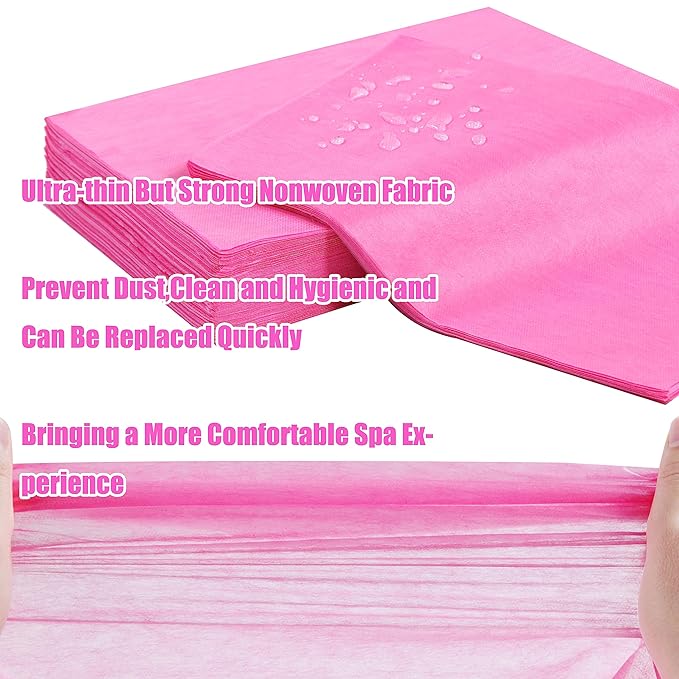 Disposable Bed Sheets for Massage Table 200 Pcs 31" x 71" Waterproof Massage Table Sheets Soft Non Woven Fabric SPA Massage Table Bed Cover Breathable for Beauty Tattoos Waxing Travel (Pink)