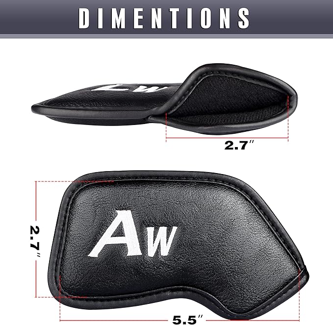 CHAMPKEY Premium Golf Club Covers for Men 12 Pack - Comfortable Polyurethane Golf Iron Covers - Ideal Golf Head Covers for Clubs