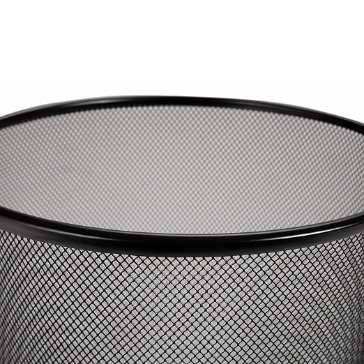 2-Pack 6-Gallon Round Steel Mesh Trash Can, Recycling Wastebasket, Black | Versatile and ventilated bin measures 13.75" high with a 11.5" top diameter
