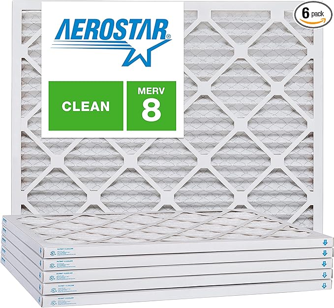 Aerostar 20x24x1 MERV 8, Pleated Air Filter, 20x24x1, Box of 6, Made in the USA