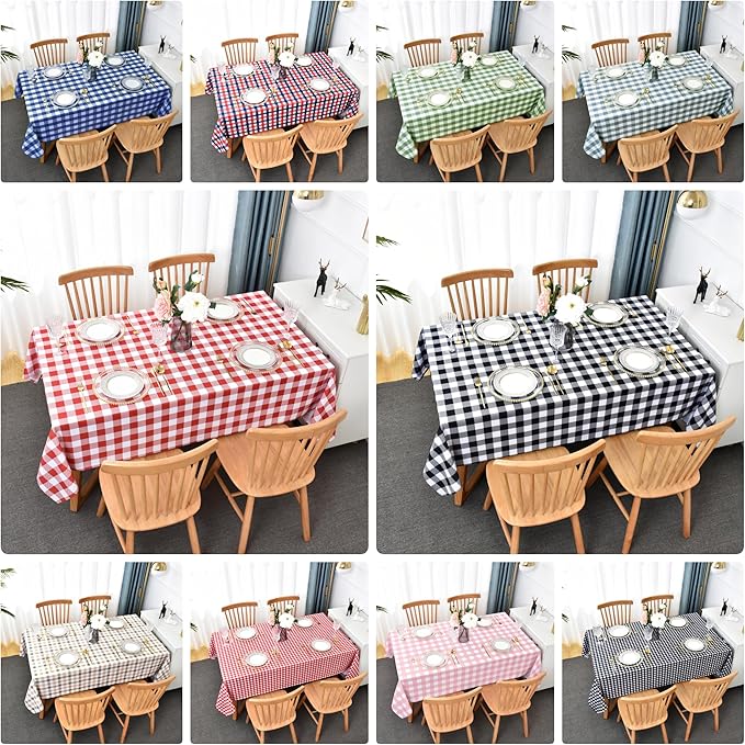 Waterproof Plaid Tablecloth Fabric - Round 58 Inch Classic Gingham Checker Table Cloth for Indoor/Outdoor Use - Buffalo Table Cover for Picnics, BBQs, and Parties