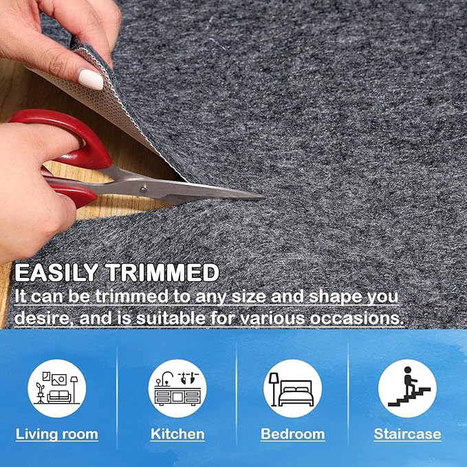 Non-Slip Rug Pads 2 x 3 ft, 100% Waterproof Extra Large Area Rugs Non Skid Rug Pad for All Floors and Finishes Durable Hardwood Floor Protective Felt Keeps Rugs in Place, Safe and Secure