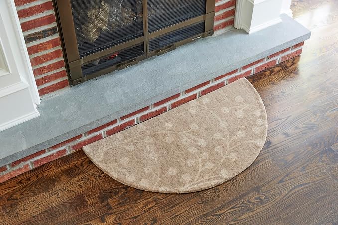 UniFlame - Beige Branch Hand Tufted 100% Wool Hearth Rug - 44" L x 22" W | Protects Floor from Heat, Embers, and Sparks