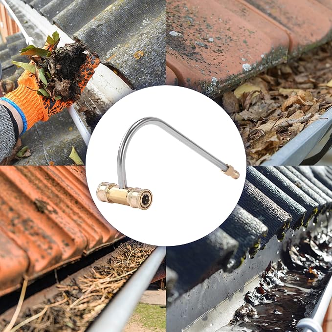 FIXFANS Pressure Washer Gutter Cleaner Attachment, 1/4 Inch Quick Connect | 4000 PSI, Gutter Cleaning for Power Washer with 4 Nozzles, 9 Inch