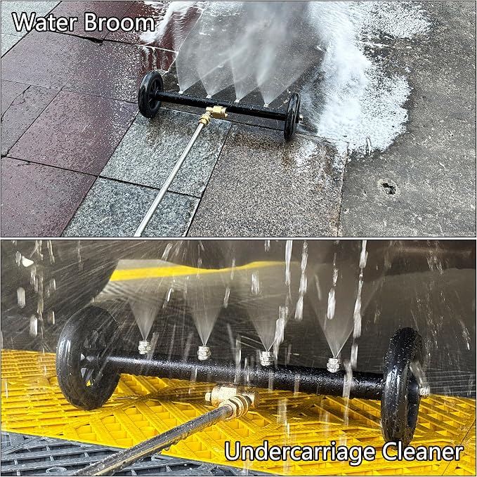 Tool Daily Dual-Function Undercarriage Cleaner 16 Inch, 3 Extension Wand | Underbody Car Wash Water Broom, Surface Cleaner for Pressure Washer, 4000 PSI