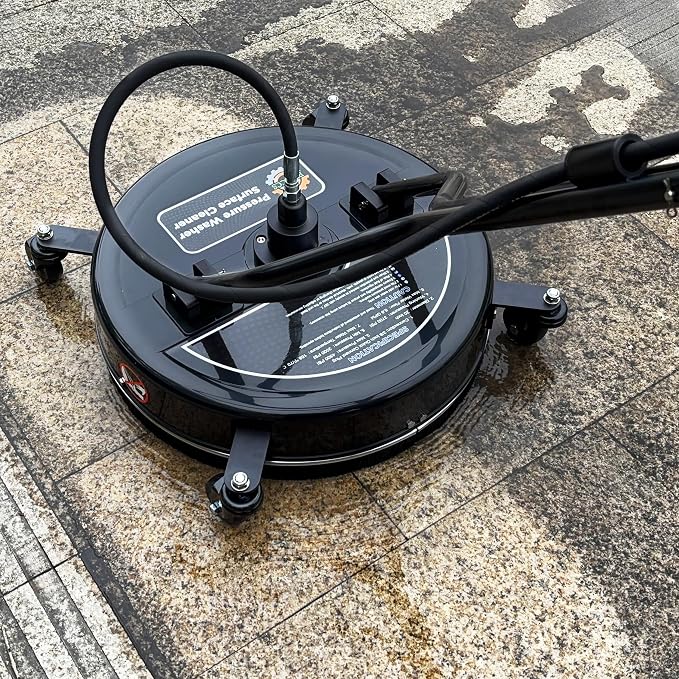 PWACCS 20" Pressure Washer Surface Cleaner with 4 Wheels and Dual Handle | Power Washer Driveway Attachment, For Concrete, Patio, Sidewalk, Deck, Black, 4500 PSI