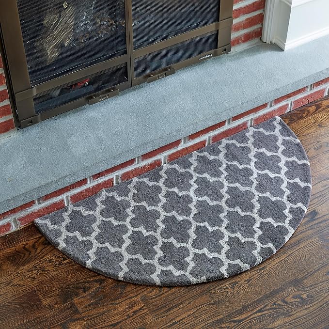 UniFlame - Gray Hand Tufted 100% Wool Hearth Rug - Size: 44" L x 22" W | Protects Floor from Heat, Embers, and Sparks
