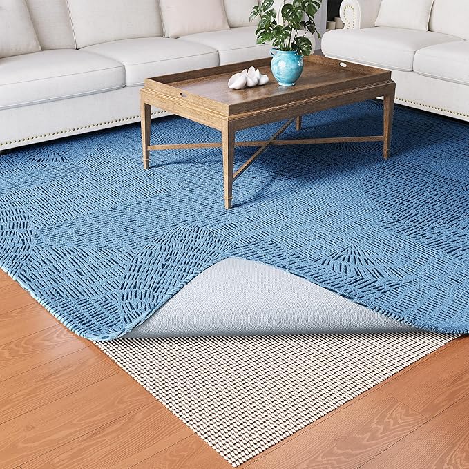 Non-Slip Rug Pad Gripper 2x4 Feet, Anti Skid Mat for Under Area Rugs, Keeps Rugs in Position and Safe, Thick Cushioned Carpet Pad for Hardwood Floors Protection