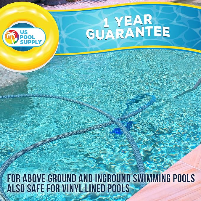 U.S. Pool Supply 12" Deluxe Weighted Butterfly Pool Vacuum Head with Side Brushes, Swivel Hose Connection, Pole Handle - Clean Debris Above Ground & In-Ground Swimming Pools, Spas – Vinyl Liner Safe