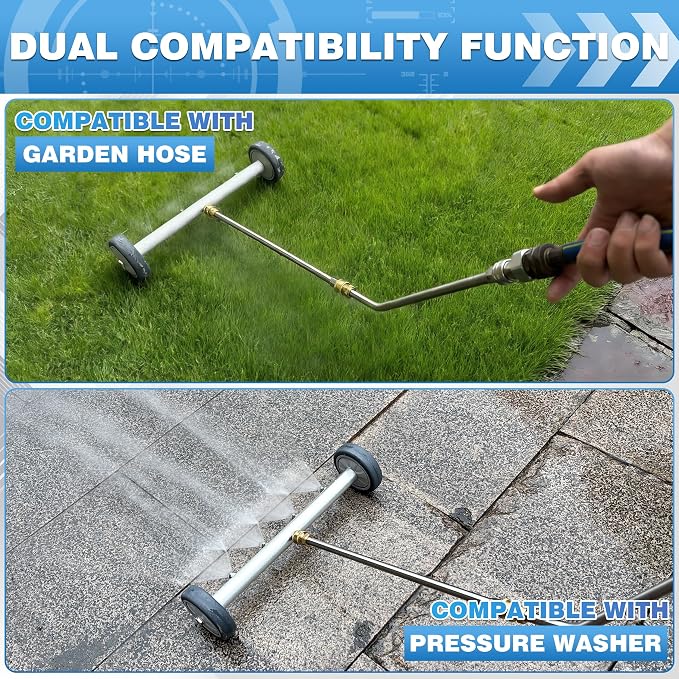 M MINGLE Pressure Washer Water Broom, 13 Inch, 4000 PSI | Water Broom for Garden Hose and Pressure Washer, Multi-Use for Driveway, Sidewalk, Deck, Garden